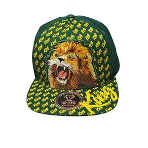 Top Level King Embroidered Lion Snapback Adjustable Flat Bill Cap